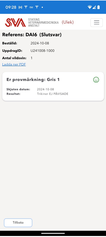 Analysresultat direkt i appen.