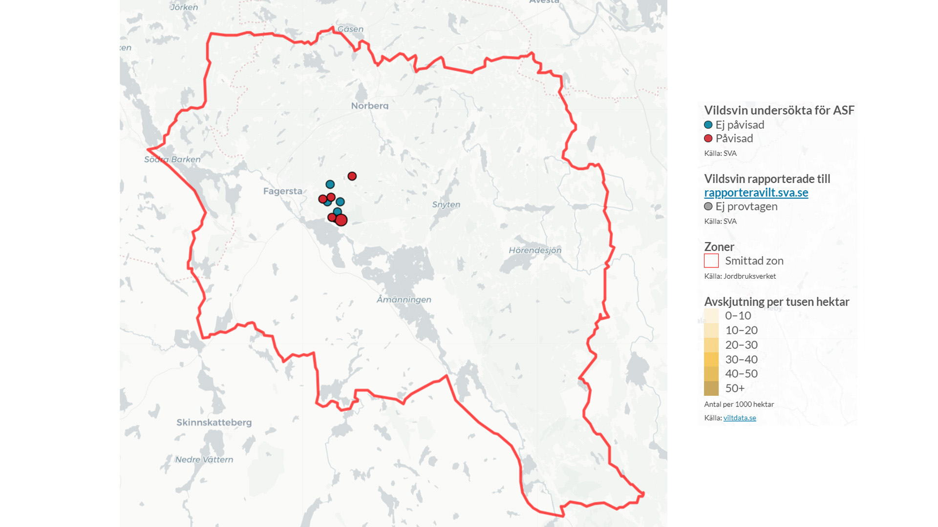 Karta med delar av Västmanland och södra Dalarna inringat med streck.